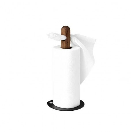 Køkkenrulleholder røget eg og sort metalfod fra By Brorson Køkkenrulleholder røget eg og sort metalfod fra By Brorson