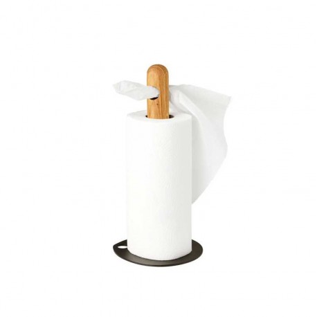 Køkkenrulleholder olieret eg og sort metalfod fra By Brorson Køkkenrulleholder olieret eg og sort metalfod fra By Brorson