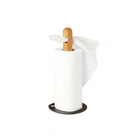 Køkkenrulleholder olieret eg og sort metalfod fra By Brorson