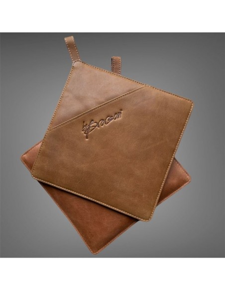 Grydelapper i cognac skind 19 x 19 cm