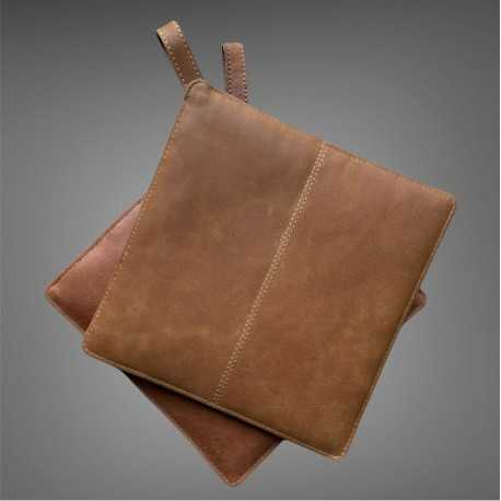 Grydelapper i cognac skind 19 x 19 cm