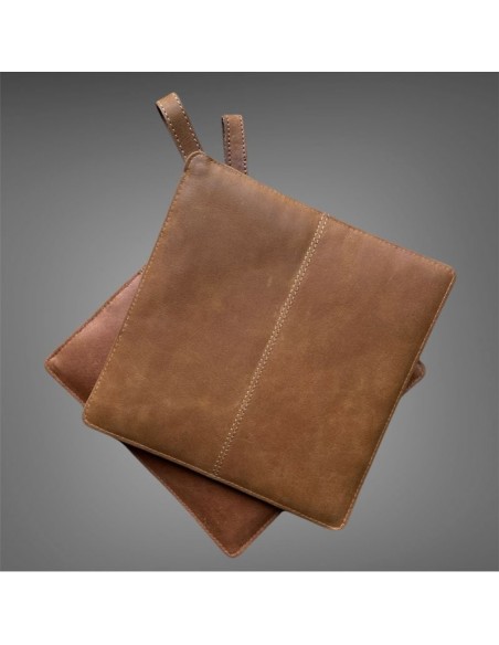 Grydelapper i cognac skind 19 x 19 cm