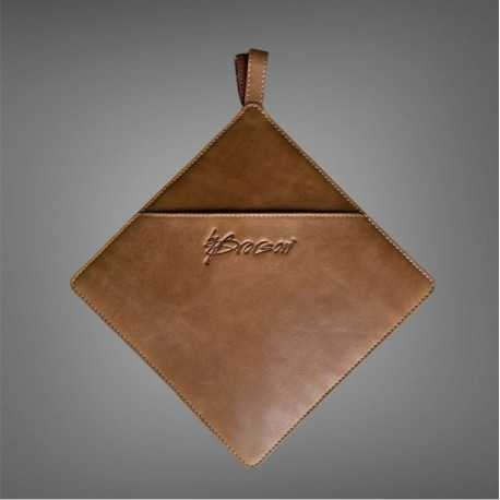 Grydelapper i cognac skind 19 x 19 cm