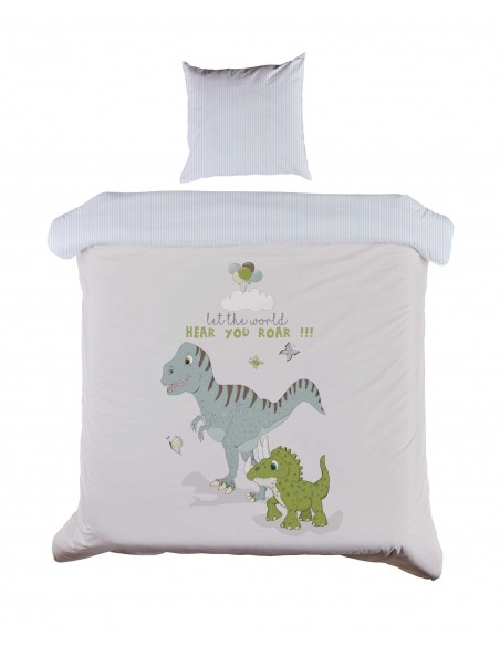 Baby Sengetøj 70x100 M&P - Dino - Grønne Striber Baby Sengetøj 70x100 M&P - Dino - Grønne Striber