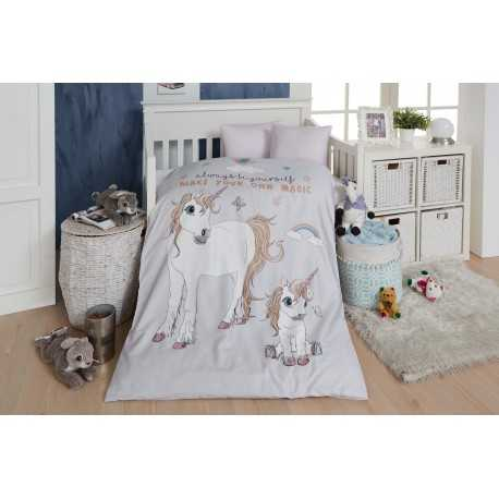 Baby Sengetøj 70x100 M&P - Unicorn -  Pink Striber