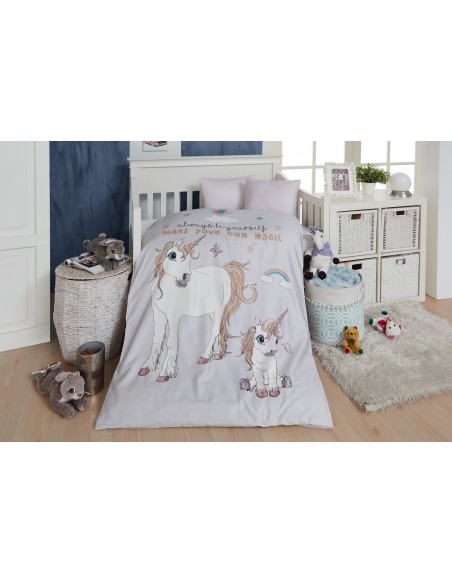 Baby Sengetøj 70x100 M&P - Unicorn - Pink Striber