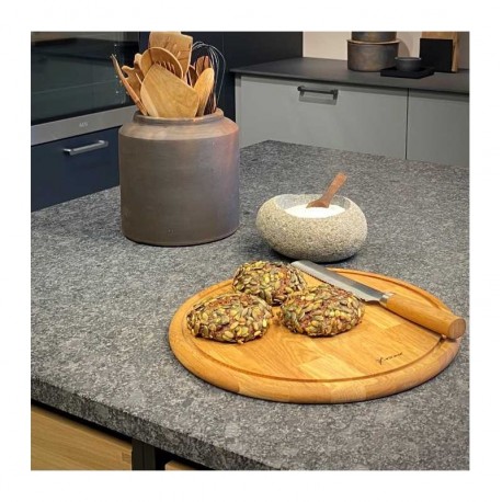 Rundt skærebræt med saftrille Ø35 - olieret eg