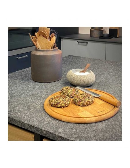 Rundt skærebræt med saftrille Ø35 - olieret eg