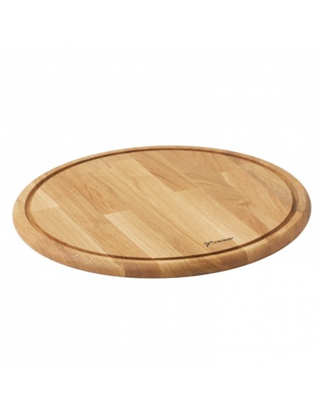 Rundt skærebræt med saftrille Ø35 - olieret eg