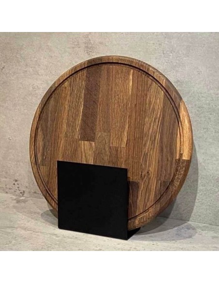 Rundt skærebræt med saftrille Ø35 - røget eg Rundt skærebræt med saftrille Ø35 - røget eg