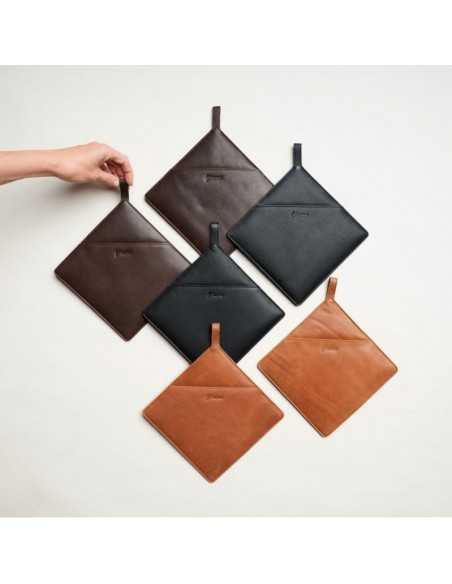 Grydelapper i cognac skind 19 x 19 cm