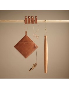 Grydelapper i cognac skind 19 x 19 cm