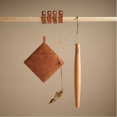 Grydelapper i cognac skind 19 x 19 cm