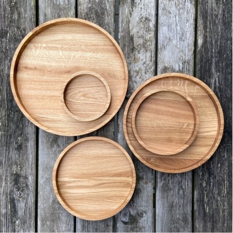 Cirkel bakker i olieret eg - 5 størrelser Cirkel bakker i olieret eg - 5 størrelser