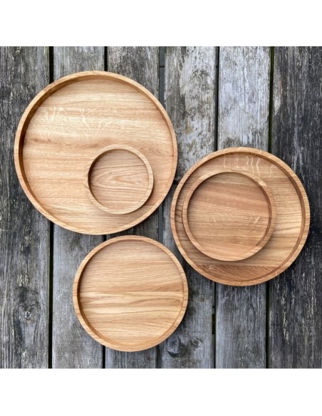 Cirkel bakker i olieret eg - 5 størrelser Cirkel bakker i olieret eg - 5 størrelser