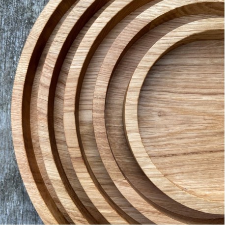 Cirkel bakker i olieret eg - 5 størrelser Cirkel bakker i olieret eg - 5 størrelser