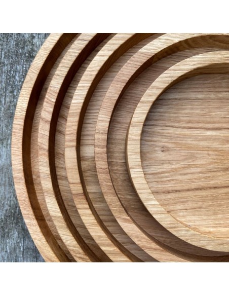 Cirkel bakker i olieret eg - 5 størrelser Cirkel bakker i olieret eg - 5 størrelser