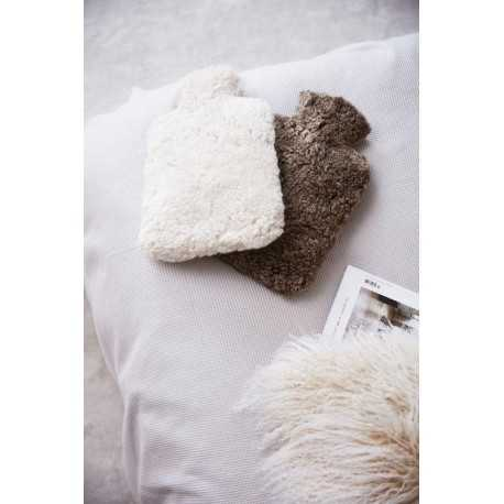 Varmedunk i Taupe - Korthåret Krøllet Lammeskind