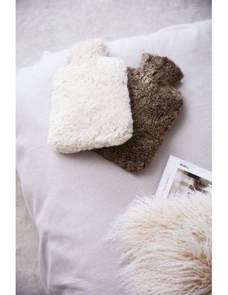 Varmedunk i Taupe - Korthåret Krøllet Lammeskind