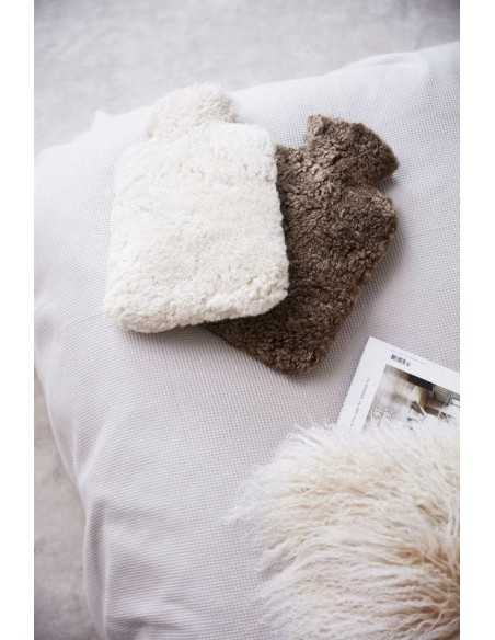 Varmedunk i Taupe - Korthåret Krøllet Lammeskind