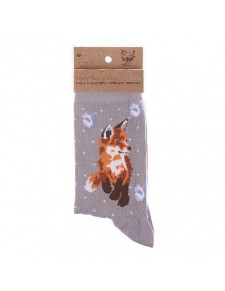 Wrendale bambus sokker grå med Ræv - Dame Wrendale bambus sokker grå med Ræv - Dame