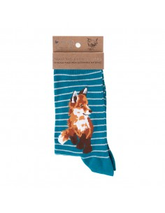 Wrendale bambus sokker blå med Ræv  - Dame