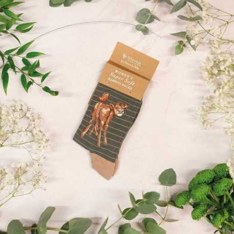 Wrendale bambus sokker med Ko - Dame/Børn Wrendale bambus sokker med Ko - Dame/Børn