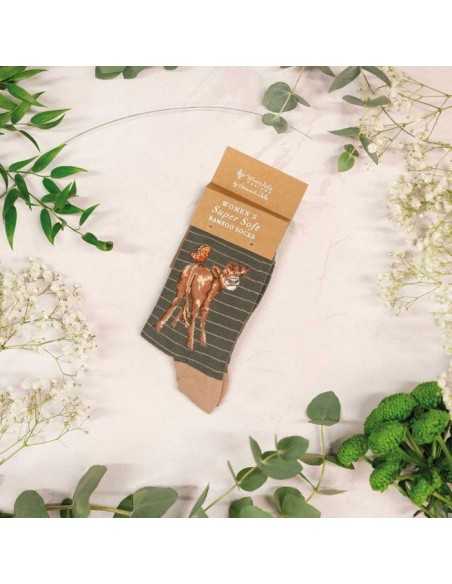 Wrendale bambus sokker med Ko - Dame/Børn Wrendale bambus sokker med Ko - Dame/Børn