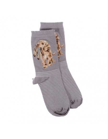 Wrendale bambus sokker med Hund grå - Dame/Børn