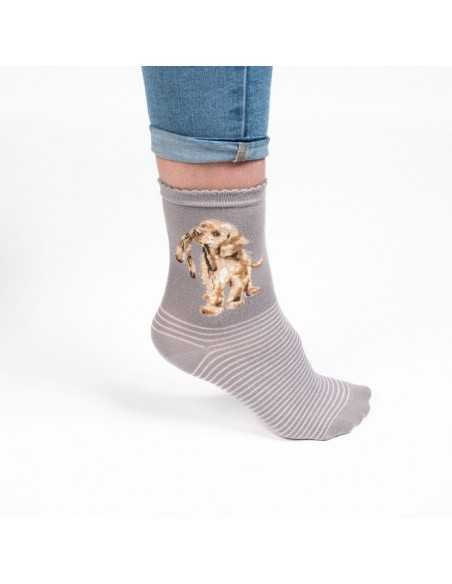 Wrendale bambus sokker med Hund grå - Dame/Børn