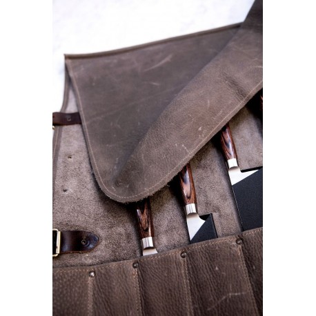 Dark Brown Læder Knivrulle Dark Brown Læder Knivrulle