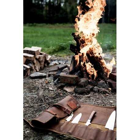 Dark Brown Læder Knivrulle