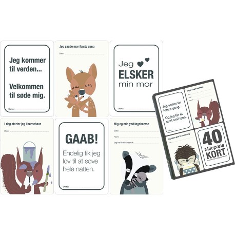 Milepælskort med skovens dyr