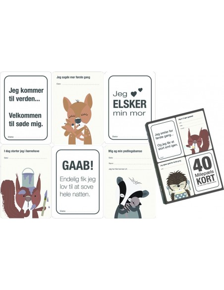 Milepælskort med skovens dyr