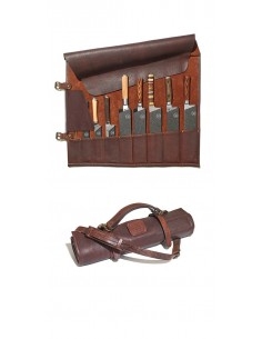 Dark Brown Læder Knivrulle