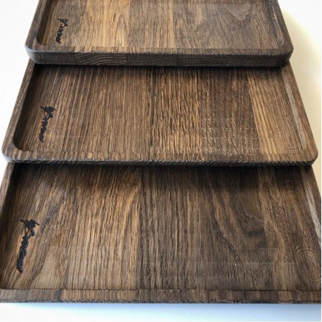 Mellem træbakke i røget eg Mellem træbakke i røget eg