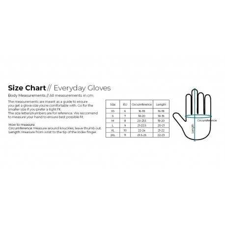 Størrelsesguide - everyday handsker med varme