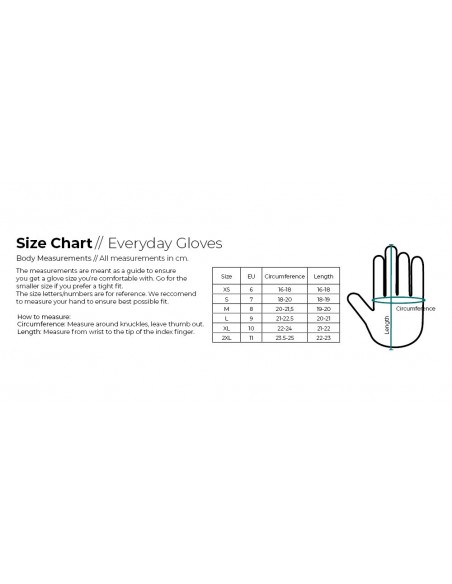 Størrelsesguide - everyday handsker med varme Størrelsesguide - everyday handsker med varme