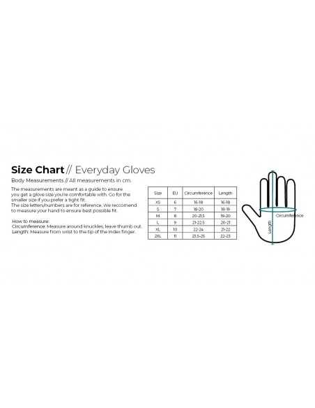 Størrelsesguide - everyday handsker med varme