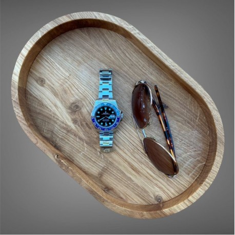 Lille oval træbakke i olieret eg