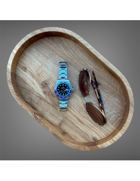 Lille oval træbakke i olieret eg