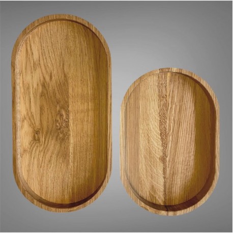 Stor oval træbakke i olieret eg Stor oval træbakke i olieret eg
