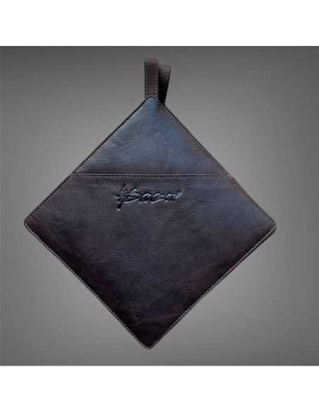 Grydelapper i mørkebrunt skind 19 x 19 cm