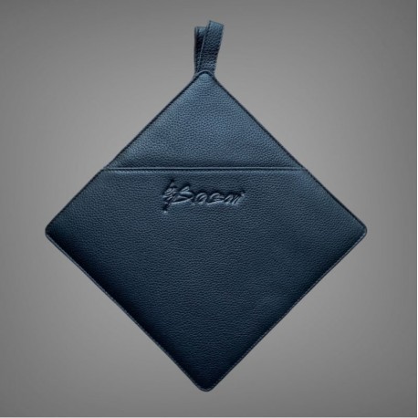 Grydelapper i sort skind 19 x 19 cm Grydelapper i sort skind 19 x 19 cm