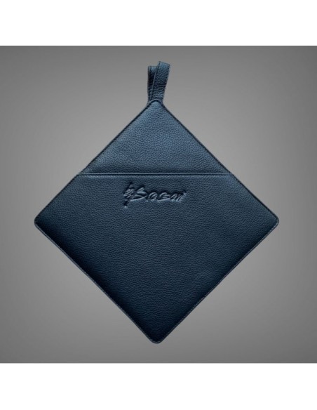 Grydelapper i sort skind 19 x 19 cm Grydelapper i sort skind 19 x 19 cm